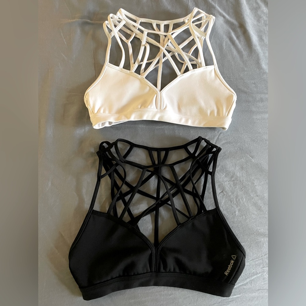 Reebok cage Black and White Sports Bra, S